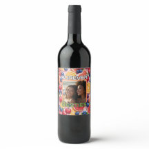 Thème vin étiquette de fruits mignons