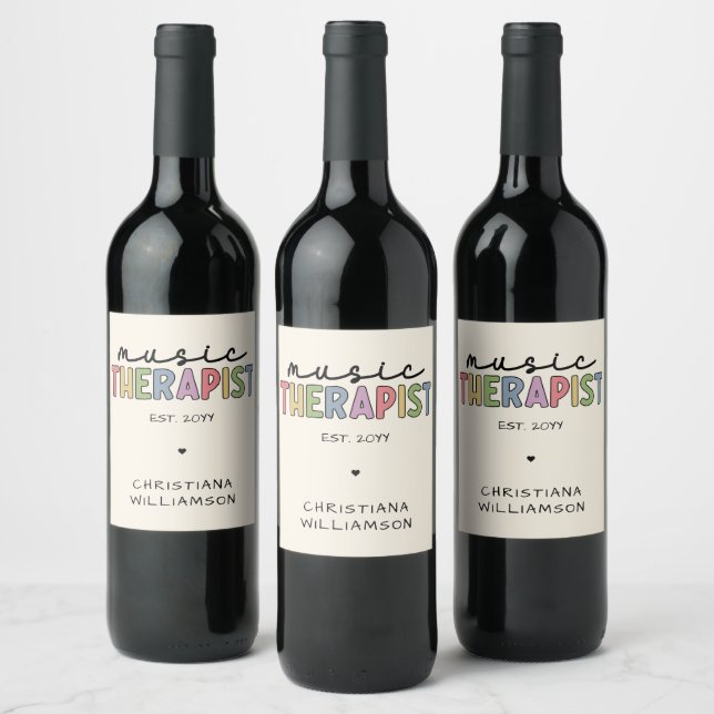 Étiquette Pour Bouteilles De Vin Thérapie musicale sur mesure Diplôme de musicothér (Bouteilles)