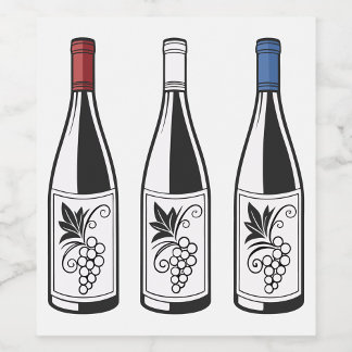 Étiquette Pour Bouteilles De Vin Three Bottles Food and Beverage Label Set