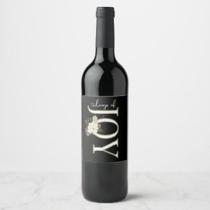 ÉTIQUETTE POUR BOUTEILLES DE VIN TIGES DE JOY WHITE CHRISTMAS POINSETTIA