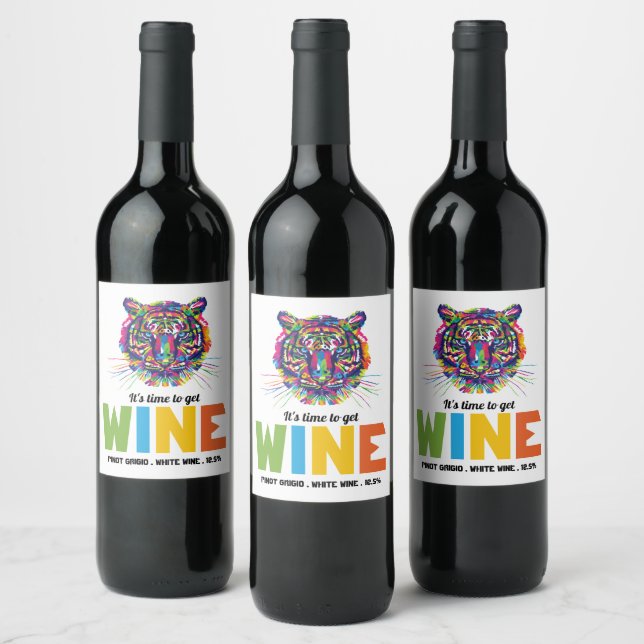 Étiquette Pour Bouteilles De Vin Tigre sauvage (Bouteilles)