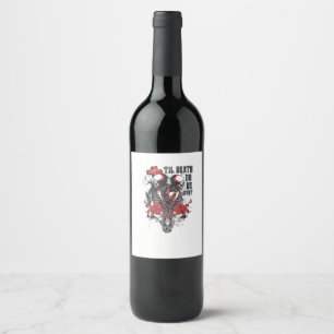 Étiquette Pour Bouteilles De Vin Till Death Do Us Part - Minimalist Skeleton Art Fo