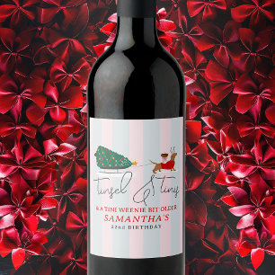 Étiquette Pour Bouteilles De Vin Tinsel & Tinis Un peu plus âgé Noël Doxie