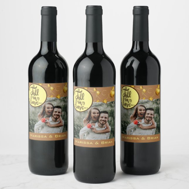 Étiquette Pour Bouteilles De Vin Tomber dans l'amour Automne Mariage Faveur (Bouteilles)