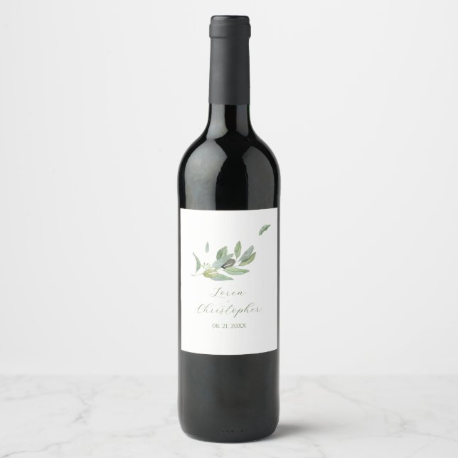 Étiquette Pour Bouteilles De Vin Toscane Olivier Feuille Branche Merci (Devant)