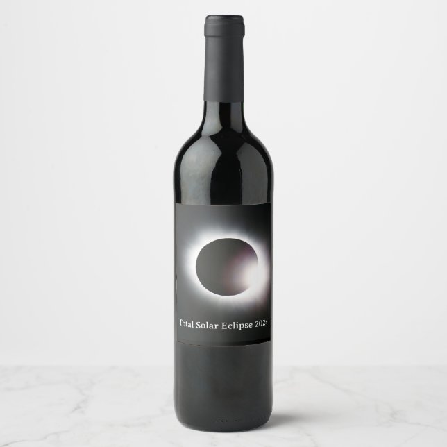 Étiquette Pour Bouteilles De Vin Total éclipse solaire 2024 (Devant)