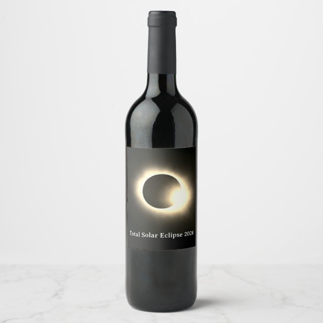 Étiquette Pour Bouteilles De Vin Total éclipse solaire 2024 (Devant)