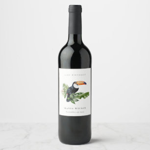 Étiquette Pour Bouteilles De Vin Toucan de la Forêt Tropicale Humide Anniversaire T