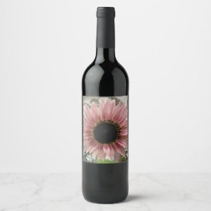 Étiquette Pour Bouteilles De Vin Tournesol rose pâle