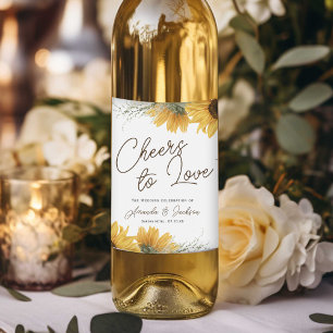 Étiquette Pour Bouteilles De Vin Tournesol rustique, mariage de automne de pays
