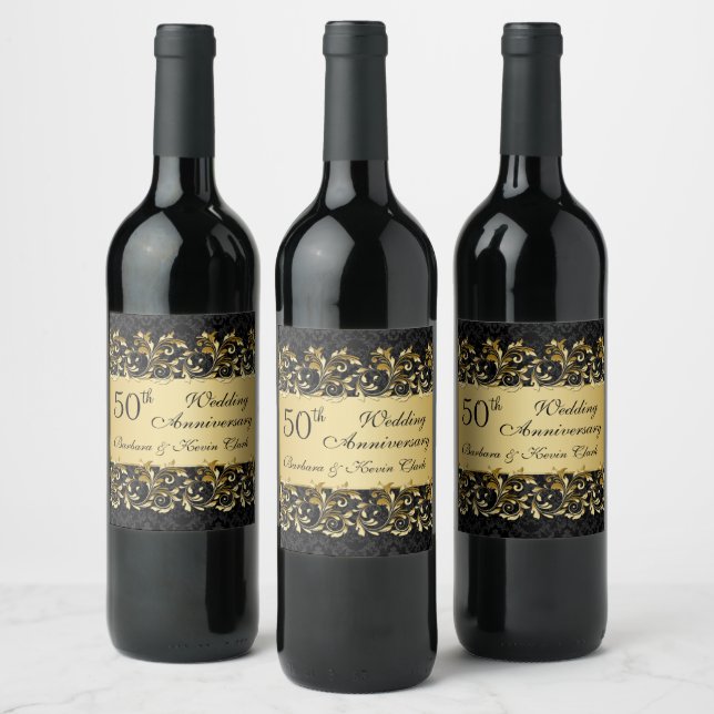Étiquette Pour Bouteilles De Vin Tournois d'or 50e anniversaire de Mariage (Bouteilles)