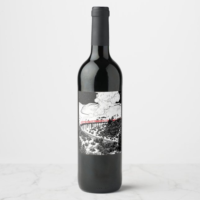 Étiquette Pour Bouteilles De Vin Train à vapeur Glenfinnan Viaduc (Devant)