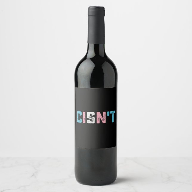 Étiquette Pour Bouteilles De Vin Transgenre Pride Cis pas LGBTQ Trans Flag drôle (Devant)