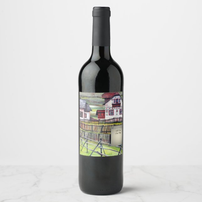 Étiquette Pour Bouteilles De Vin Transylvanie, Roumanie, Paysage Peint pittoresque (Devant)