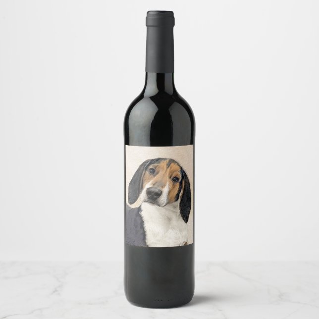 Étiquette Pour Bouteilles De Vin Treeing Walker Coonhound Peinture - Art original (Devant)