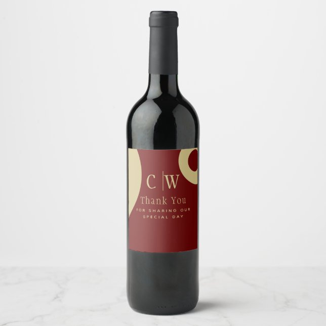 Étiquette Pour Bouteilles De Vin Trending Mariage Merci Bourgogne Gold Wine Labe (Devant)