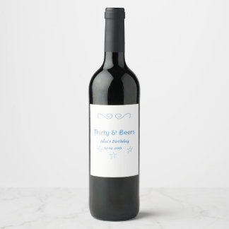 Étiquette Pour Bouteilles De Vin trente et bières étoile bleue espagnol nom d'anniv