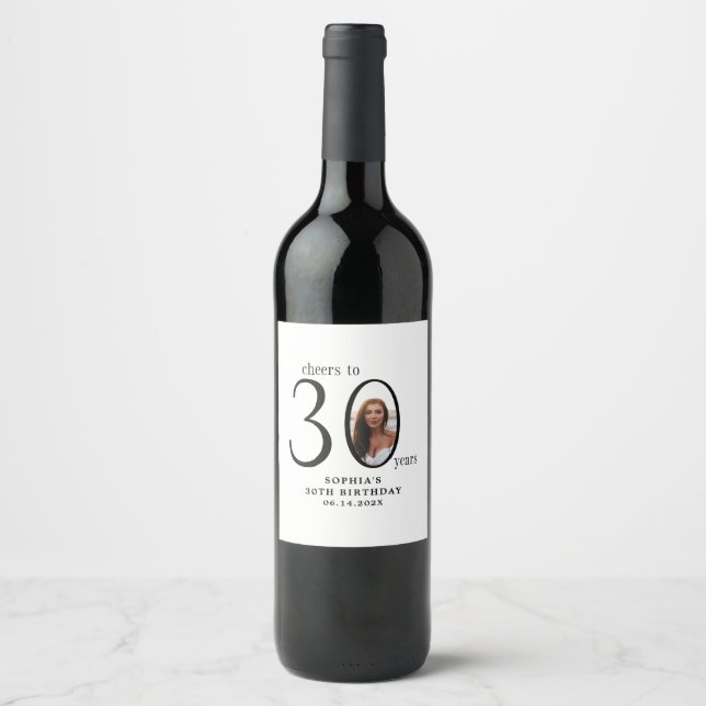 Étiquette Pour Bouteilles De Vin Trente photos minime 30e anniversaire (Devant)