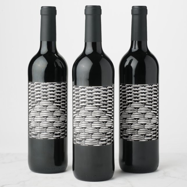 Étiquette Pour Bouteilles De Vin Tresse photographiée, gris abstrait et intéressant (Bouteilles)