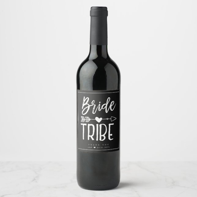 Étiquette Pour Bouteilles De Vin Tribe de mariée | Mariage personnalisable (Devant)