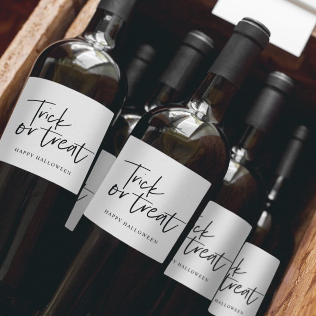 Étiquette Pour Bouteilles De Vin Trick and treat | Happy Halloween (Créateur téléchargé)