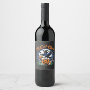 Étiquette Pour Bouteilles De Vin Trick ou F-Caw-f Funny Crow Halloween Éffrayant
