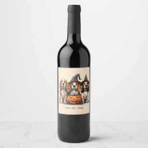 Étiquette Pour Bouteilles De Vin Trick Ou Treat Halloween Chiens Beagles