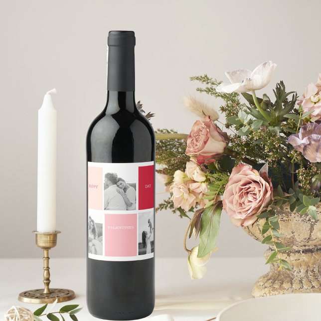 Étiquette Pour Bouteilles De Vin Trois photos | Bonne Saint Valentin (Créateur téléchargé)