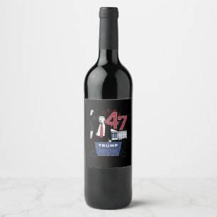 Étiquette Pour Bouteilles De Vin Trump a gagné 2024 Président 47 Amérique États-Uni