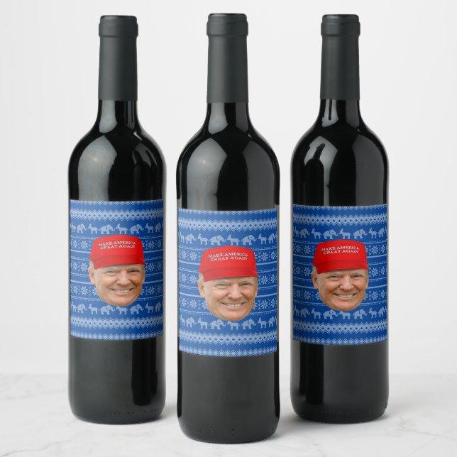 Étiquette Pour Bouteilles De Vin TRUMP MAGA Noël (Bouteilles)