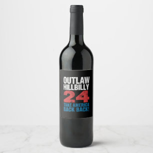 Étiquette Pour Bouteilles De Vin Trump Vance 2024 Hors-la-loi Hillbilly Drapeau amé