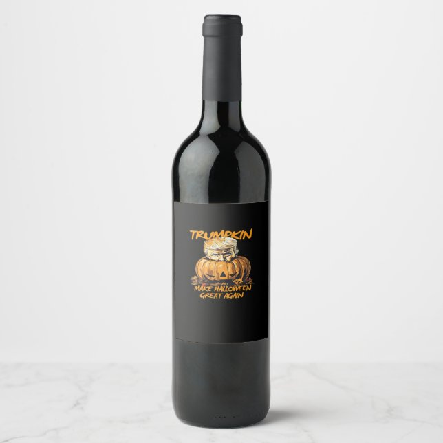 Étiquette Pour Bouteilles De Vin Trumpkin rend Halloween grand à nouveau - Autum Éf (Devant)