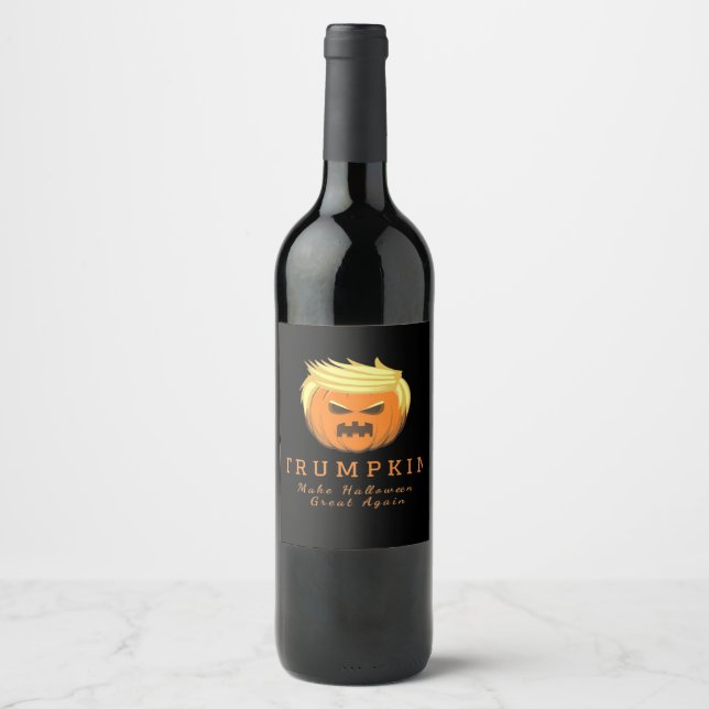 Étiquette Pour Bouteilles De Vin Trumpkin rend Halloween grand à nouveau - Déplaisa (Devant)