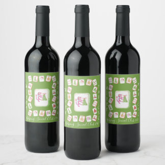 Étiquette Pour Bouteilles De Vin Tuiles de Mahjong pour les Fêtes Personnalisables