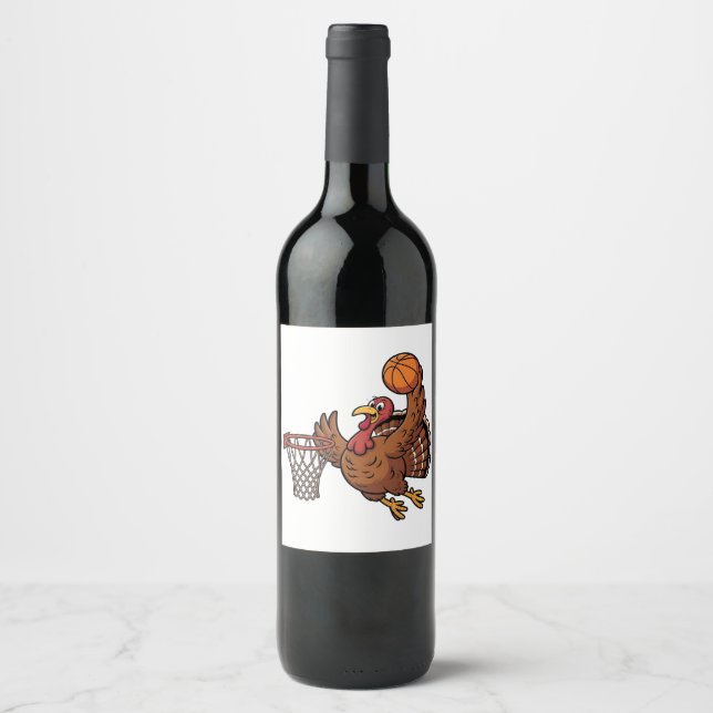 Étiquette Pour Bouteilles De Vin Turquie Dunking Basketball Sport Thanksgiving aman (Devant)