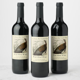 Étiquette Pour Bouteilles De Vin Turquie sauvage (mâle) des oiseaux d'Amérique d'Au