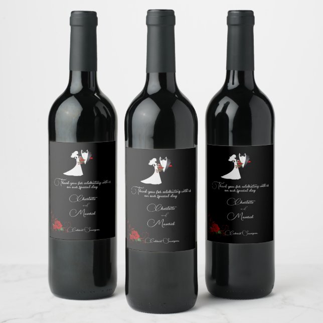 Étiquette Pour Bouteilles De Vin Tuxedo Suit & Bride Mariage Silhouette (Bouteilles)