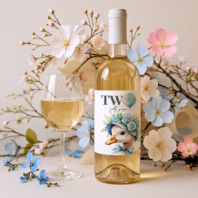 Étiquette Pour Bouteilles De Vin Two Silly Goose Boy Birthday  (Créateur téléchargé)