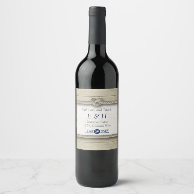 Étiquette Pour Bouteilles De Vin Tying The Knot Rustic Beach Wedding (Devant)