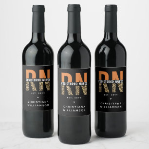 Étiquette Pour Bouteilles De Vin Typographie du léopard de l'infirmière autorisée