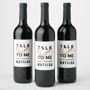 Étiquette Pour Bouteilles De Vin Typographie minimaliste moderne poutre or rose 30è