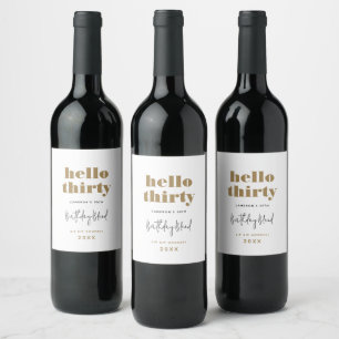 Étiquette Pour Bouteilles De Vin Typographie minimaliste Noir Or Personnalisée