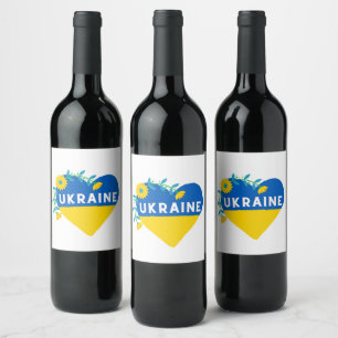 Étiquette Pour Bouteilles De Vin Ukraine Carré de coeur de fleurs