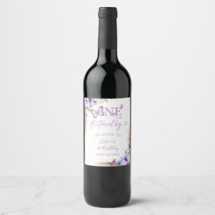 Étiquette Pour Bouteilles De Vin Un an Flutted Butterfly premier anniversaire Flora