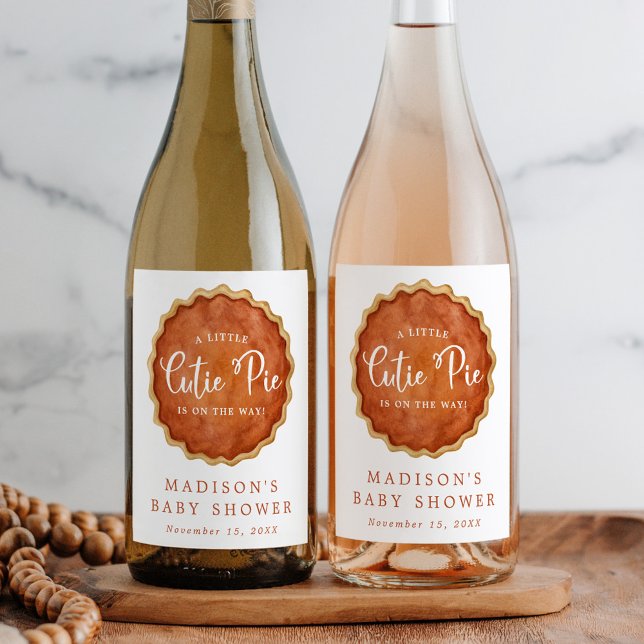 Étiquette Pour Bouteilles De Vin Un Baby shower Citrouille à pâté de maison (Créateur téléchargé)