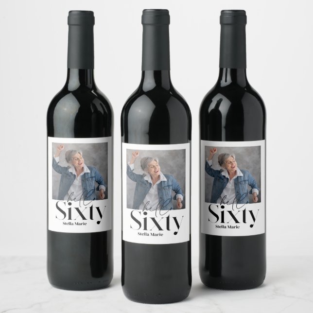 Étiquette Pour Bouteilles De Vin Un minimum moderne simple noir 60e anniversaire (Bouteilles)