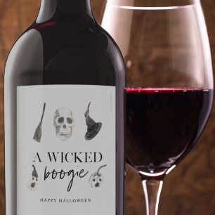 Étiquette Pour Bouteilles De Vin Un petit boogie   Bonne Halloween
