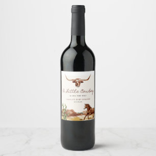 Étiquette Pour Bouteilles De Vin Un petit cowboy est sur le Baby shower Way