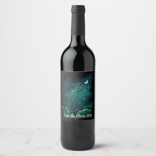 Étiquette Pour Bouteilles De Vin Un saut sur la lune