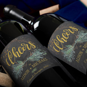 Étiquette Pour Bouteilles De Vin Un tableau rustique moderne d'hiver applaudit le m